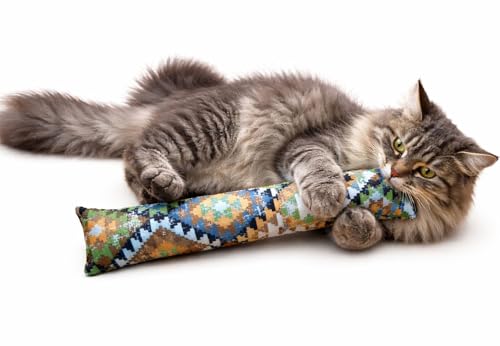 Catnip Kicker Toy for Indoor Cats – 15" Large Cat Kick Stick, 1 oz Potent Canadian Catnip, Durable Plush Cat Wrestling Toy, Sedona - color: Sedona