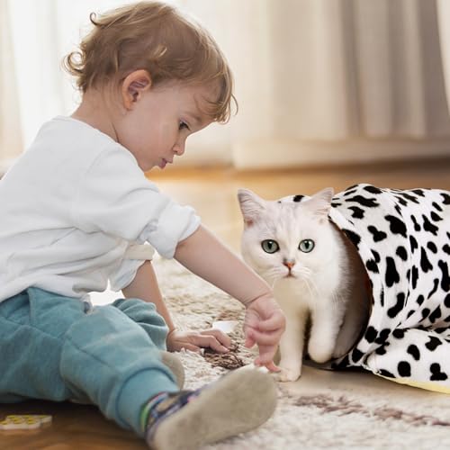 Spardar 2-in-1 Bunny Tunnel Bed, with Removable Mat Hideout, Cow - color: Cow