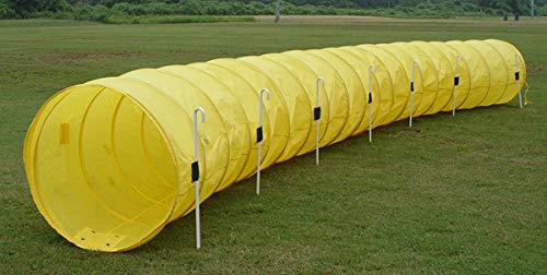 18' Dog Agility Tunnel with Stakes, Multiple Colors Available (Yellow) - color: Yellow