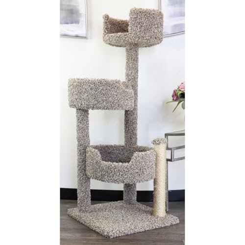 Maykoosh Southwestern Sanctuary Multi-Level Cat Cat Climbing Tower Cat Tree, Solid Wood and Carpet Construction, Modern Cat Tree with Scratch Post and Sturdy Base Speckled/26 L x 25" W x 49" H - color: Speckled, size: 26 L x 25 W x 49 H