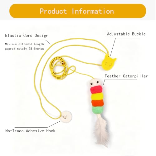 5-Piece Hanging Door Cat Toys for Indoor Cats - Interactive Retractable Elastic Cat Teaser Toys with Suction Cup, Assorted Plush Toys for Kitten Boredom Relief, Exercise and Hunting Instinct