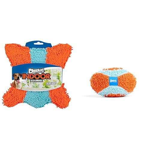 Chuckit! Indoor Dog Toy Bundle - Interactive Squirrel Toy and 7.5 Inch Fumbler Roller, Orange and Blue