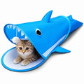 Blue Shark Cat Tunnel Toy, Collapsible Pop-Up Cat Play Tunnel with Interactive Hanging Ball & Storage Bag, Durable Polyester Interactive Cat Toy for Indoor Cats, Kittens