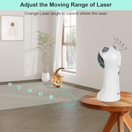 TBTeek Automatic Cat Toy Green Light, 5 Fun Patterns, 4 Speed Modes - color: Green Light-9146 White