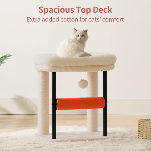 Hey-brother Cat Tree, Sturdy Tower with Sisal-Wrapped Columns, MPJ010SM - color: Beige, size: 18.9 inches