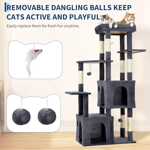 Takywep Cat Tree Heavy Duty Multi-Level Cat Tower for Large Indoor Cats - color: Dark Gray