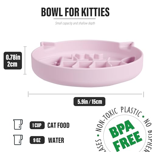 Silicone Cat Slow Feeder,Slow Feeder Cat Bowl Wet Food with Suction Cups,Kitty Interactive Toys,Effectively Reduce Overeating in Kitty (Gray+Pink, 1 Cup) - color: Gray+Pink