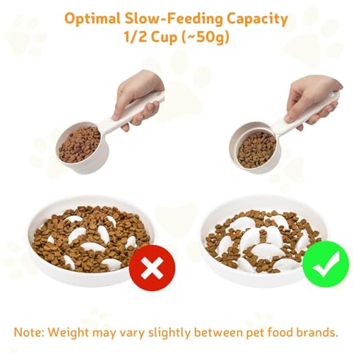 Ceramic Slow Feeder Cat Bowl 6.3" Wide (White) - color: Slow Feeder Bowl