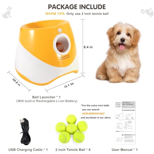 SOCO Automatic Ball Launcher for Dogs, 6 2-Inch Balls, Orange - color: Orange-6 balls