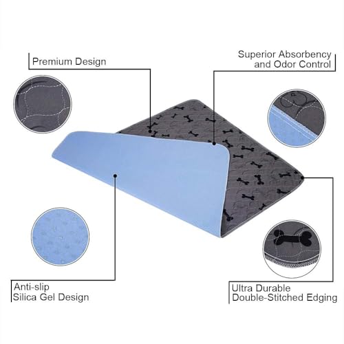 Washable Dog Pee Pads with Free Grooming Gloves,Non Slip Dog Mats with Great Urine Absorption,Reusable Puppy Pee Pads for Whelping,Potty,Training,Playpen - size: 34x36 Inch (Pack of 4)
