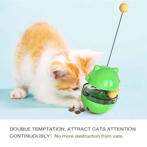 Interactive Cat Toy for Indoor Cats Wobble Treat Dispenser Ball (Green) - color: Green