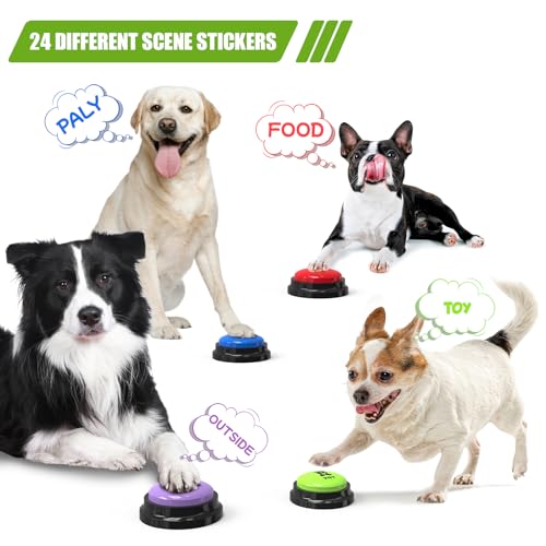 Dog Buttons for Communication, 6 Pack Recordable Talking Buttons for Dog Training with 30 Seconds Voice Recording | Includes Non-Slip Mat & Dog Bath Brush Present Set - size: B-6 Pack
