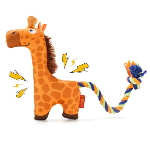 AUSCAT Plush Dog Rope Toy, Durable Squeaky Dog Toys for Puppy Small Medium Dogs (Not for Aggressive Chewers), Giraffe - color: Giraffe
