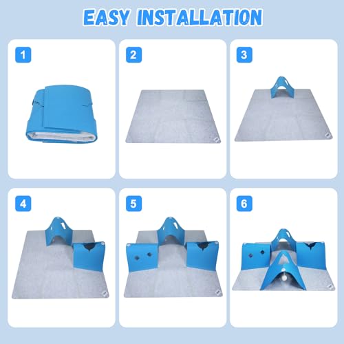 4-Way Cat Tunnels for Indoor Cats, Interactive Toys with Plush Ball - color: Grey-Blue