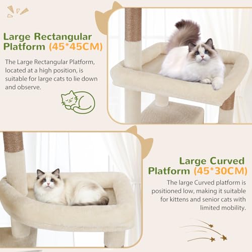 Globlazer 74in Large Sturdy Cat Tree for Large Cats, F74F, Beige - color: Beige