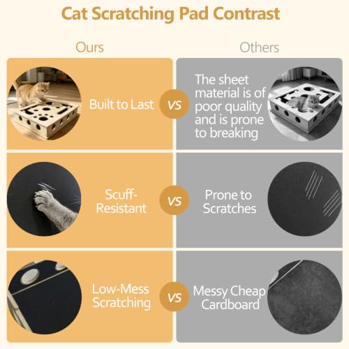 Cat Scratch Puzzle Enrichment Box，Cat Scratching Toy with Bell-Bearing Balls，Built-in Sandpaper，Alternative to Stress-Free Nail Trimming，Cat Indoor Interactive Toy