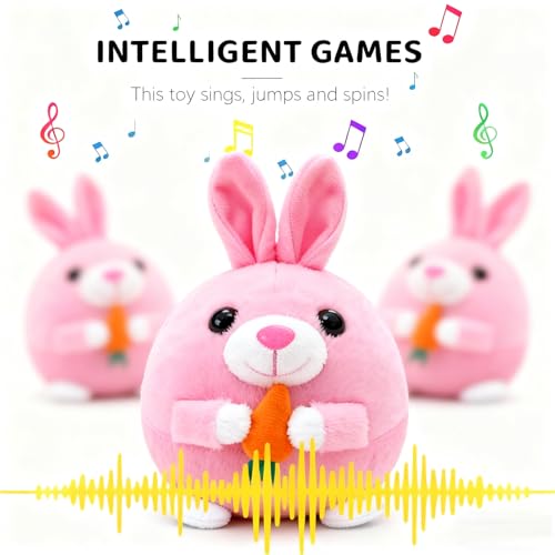 Interactive Dog Toys, 2026 New Active Moving Pet Plush Toy, Rechargeable Squeaky Dog Ball Toy with Talking Sound, Washable Cartoon Bunny Plush Toy for Dogs Puppies (Pink Bunny) - color: Pink Bunny