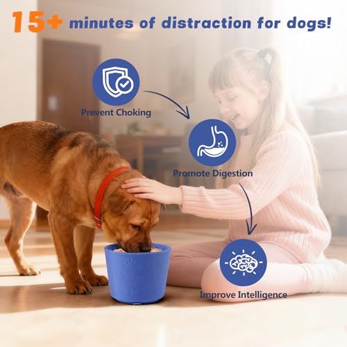Dog Slow Feeder Lick Bowl, Silicone Dog Bowl with Strong Suction, Blue - color: Blue