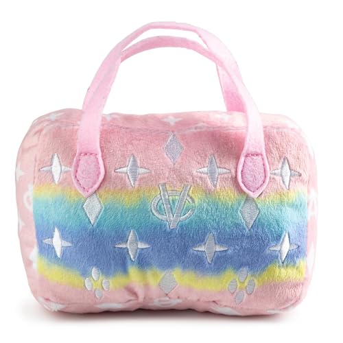 Haute Diggity Dog Chewy Vuiton Handbag Plush Dog Toy, Designer Parody Toy - color: Pink Ombre Purse, size: Large