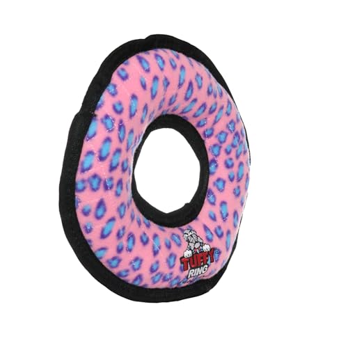 TUFFY® Ultimate Ring Ultra Durable Plush Dog Toy - color: Pink Leopard Ring
