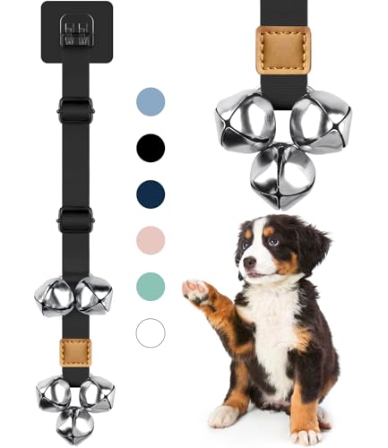 COOYOO Dog Doorbells, Adjustable Potty Training Dog Bells, Upgraded for Training Your Puppy The Easy Way, Premium Quality Housetraining Hanging Bell-5 Extra Large Loud 1.5 DoorBells - color: 01-Black