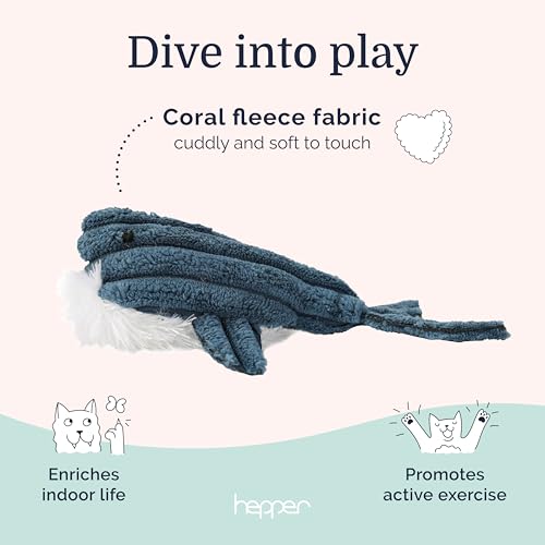 Hepper Whale Plush Toy - Durable Quiet Cat Toy for Indoor Cats