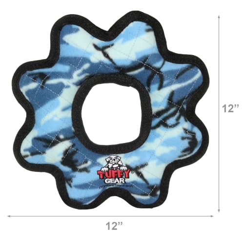 TUFFY® 2 Pack Ultimate Gear Ring Ultra Durable Plush Dog Toy - color: 2PK Blue Camo Gear Ring