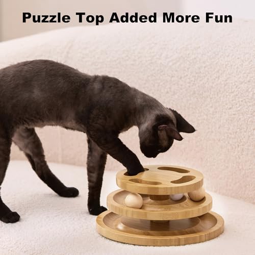 ZOMISIA Cat Ball Track Toy & 26'' Cardboard Cat Scratcher Bed