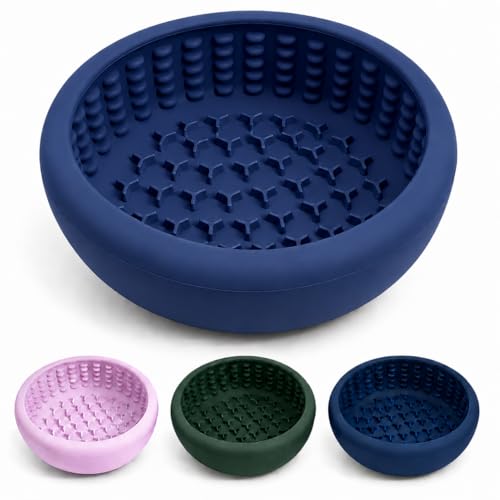 Slow Feeder Dog Lick Bowl, Silicone Feeding Dogs Licking Bowls(Blue, Small) - color: Blue, size: Small