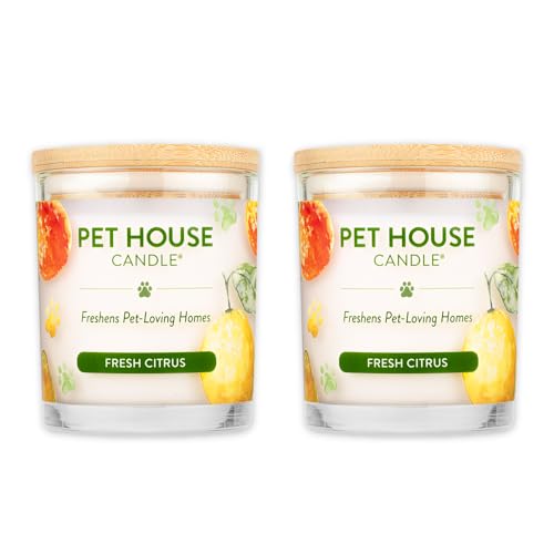 Fresh Citrus Scented Candle, Plant-Based Wax Candle, 2 Pack, Pet House - color: Fresh Citrus, size: Pack of 2