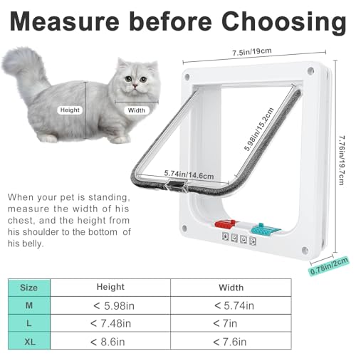 Lessmon Cat Door Flap for Interior Exterior Doors, Outer 7.76x7.5x0.78in, M - size: 7.76x7.5x0.78 inches
