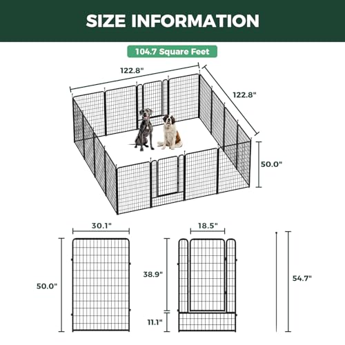 FXW Rollick Dog Playpen, Indoor, Yard & RV Camping, 50" H, 16 Panels - color: Black, size: 50"H