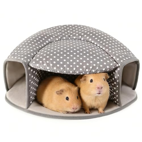Guinea Pig Hideout Tunnel Bed, Washable Soft Small Animal Hideaway for Ferret, Chinchilla, Dwarf Bunny - House Pet Cage Accessory - color: Grey