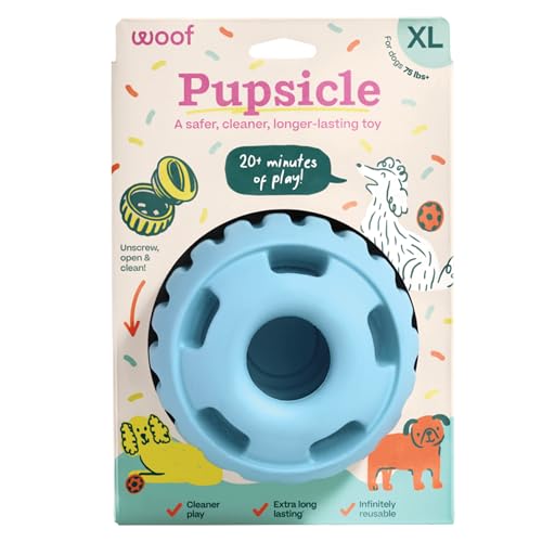 WOOF Pupsicle Interactive Dog Ball Toy for Dogs XL 75 lbs & Up - Blue - color: Blue, size: X-Large