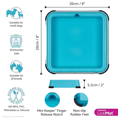 LickiMat Mini Keeper. Designed to Enhance LickiMat Experience and Extend LickiMat into Full Feeder for Small Dogs. (Turquoise) - color: Turquoise