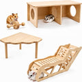 4 PCS Wooden Hamster Platform with Tunnel Ladder Hidden Area Platform