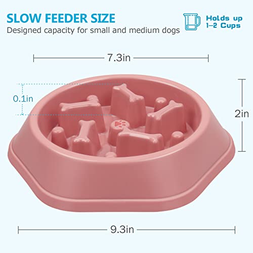 UPSKY Slow Feeder Dog Bowl Anti-Chocking Slower Feeding Pet Puzzle Bowls - color: Pink