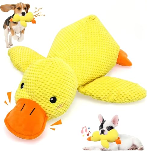 Dog Calming Duck Toy Yellow Duck Plush Toy ， Mellow Calming Pillow Soft Interactive Toy for All Dogs（Yellow，1pcs，Medium Size）