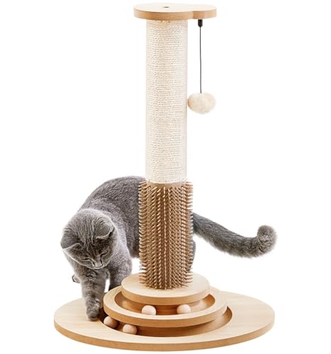 Made4Pets Cat Scratching Post for Indoor Cats with Self Groomer, 23" - size: 23"H