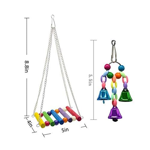8 Pack Bird Swing Chewing Toy for Cockatiel Conure, Parrot Hammock Bell Toy