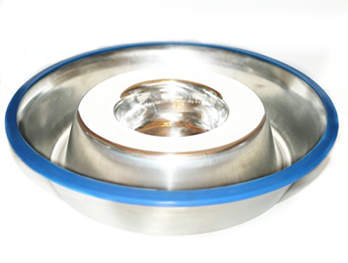 Mr. Peanut's Stainless Steel Interactive Slow Feed Dog Bowl with a Blue Base, Fun Healthy Bloat Stop Feeder (Large) - size: Large