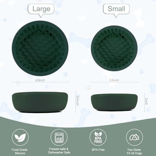 Dog Lick Bowl, Anxiety Relief Slow Feeder Lick Bowls for Dogs(Green, Large) - color: Green, size: Large
