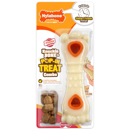 Nylabone Power Chew Knuckle Bone & Pop-In Dog Treat Toy, Large - size: Large/Giant