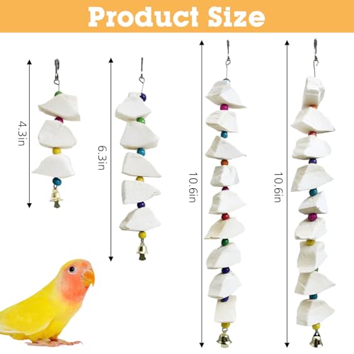 BNOSDM Bird Toys with Cuttlebone 4 Pcs Parakeet Beak Grinding Stone Natural