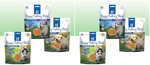 N-Bone Puppy Teething Sticks Variety Pack, Chicken & Pumpkin & Peanut Butter Flavor, 3.74 Ounce (Pack of 6) - size: 11.22 Ounce (Pack of 6)