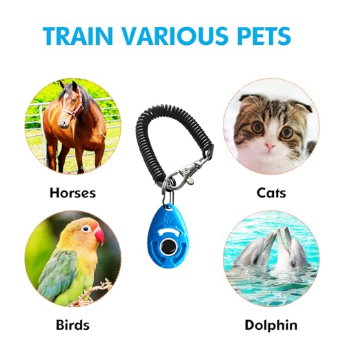 ith Adjustable Wrist Strap - Positive Reinforcement Clicker for Dogs, Cats, Puppies(Blue)
