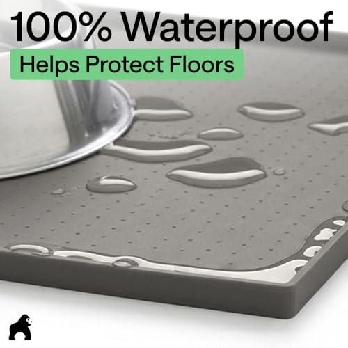 GORILLA GRIP Dog Food Mat, 100% Waterproof Silicone, 16x10 Gray - color: Gray, size: 16"l X 10"w
