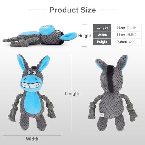 Dog Toys, Dog Squeaker Toys with Crinkle Paper (Dark Gray Donkey) - color: Dark Gray Donkey