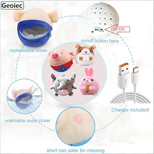 Interactive Dog Toys, 2026 New Active Moving Pet Plush Toy, Rechargeable Squeaky Dog Ball Toy with Talking Sound, Washable Cartoon Bunny Plush Toy for Dogs Puppies (Pink Bunny) - color: Pink Bunny