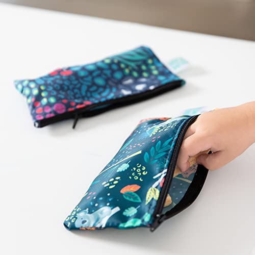 Bumkins Reusable Snack Bags, for Kids School Lunch and for Adults Portion, Washable Fabric, Waterproof Cloth Zip Bag, Supplies Travel Pouch, Food-Safe, 2-pk Jungle and Animal - color: E2 Jungle-Sm